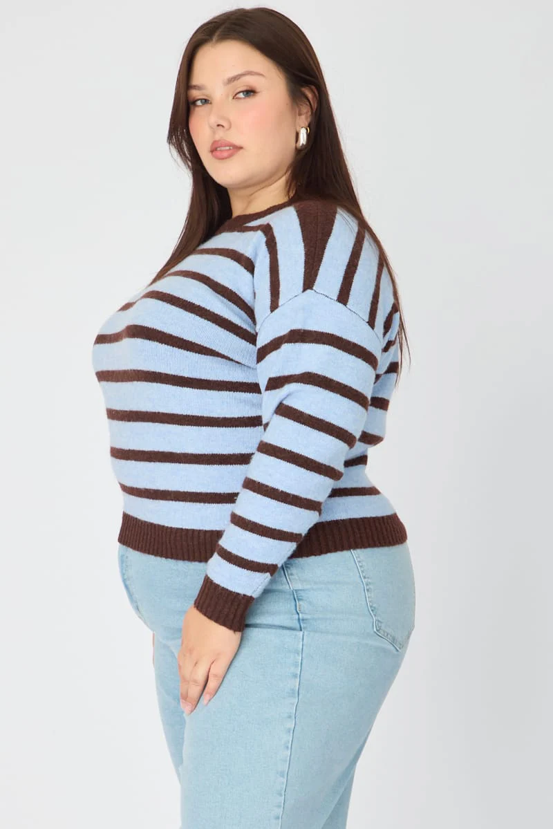 Brown Stripe Striped Knitted Jumper - Image 5