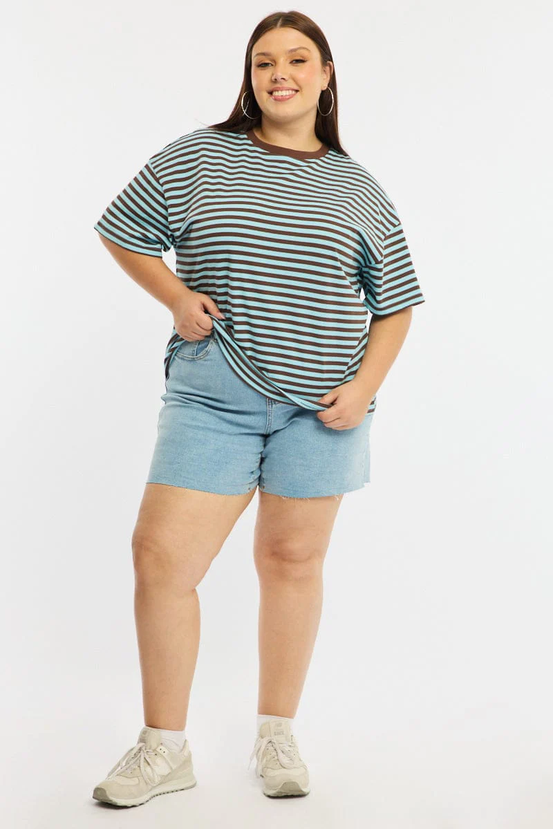 Brown Stripe Striped Tee Short Sleeve - Image 2