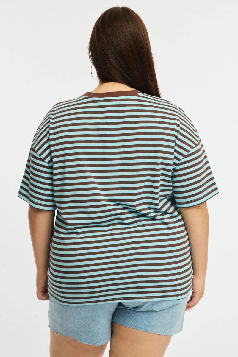 Brown Stripe Striped Tee Short Sleeve - Image 4