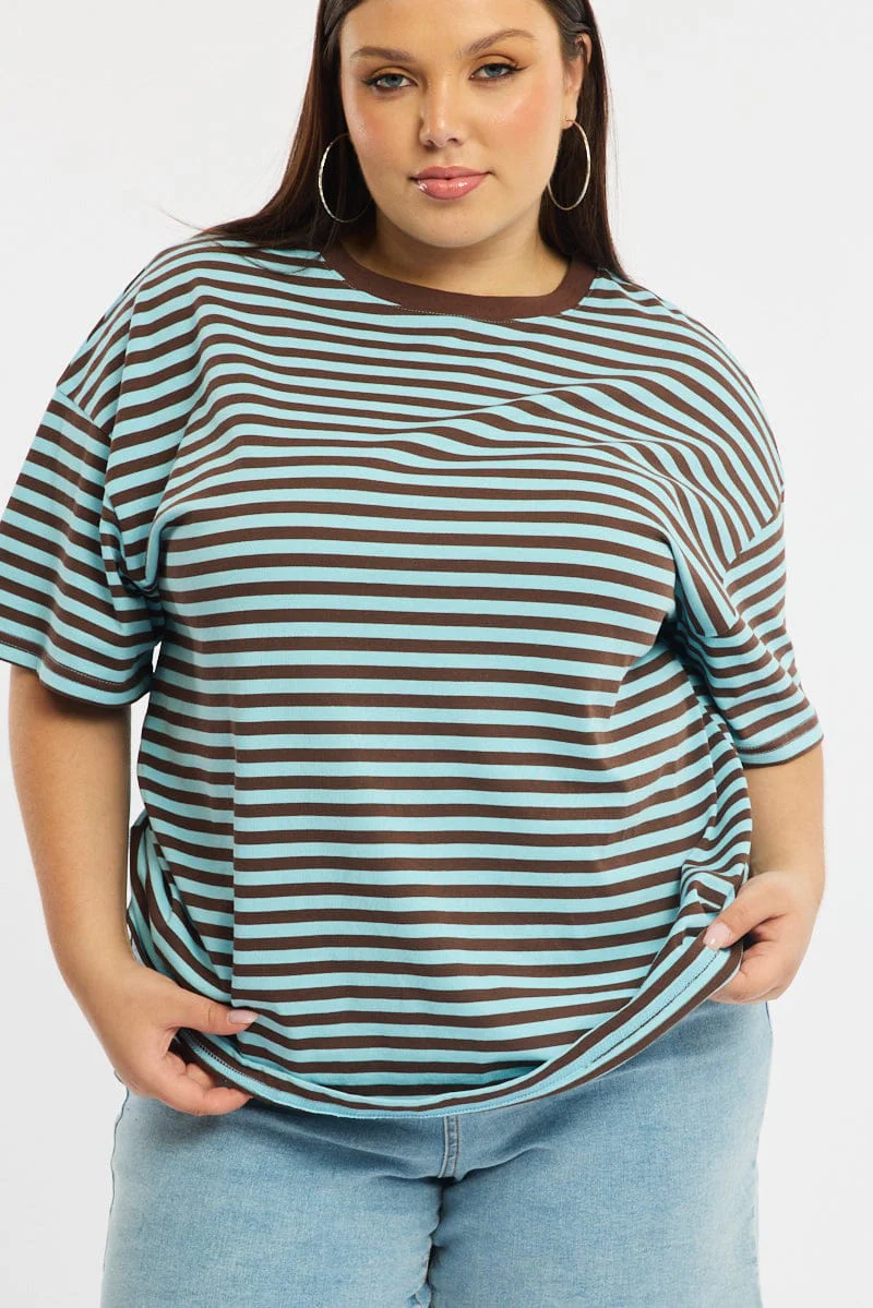 Brown Stripe Striped Tee Short Sleeve - Image 5