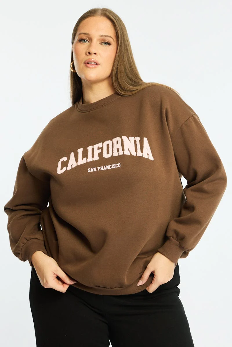Brown Sweat Top Long Sleeve