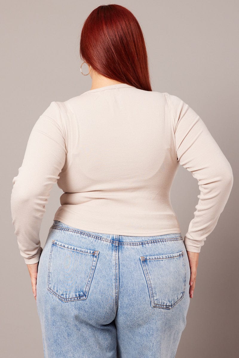 Brown T-shirt Long Sleeve Crew Neck - Image 5