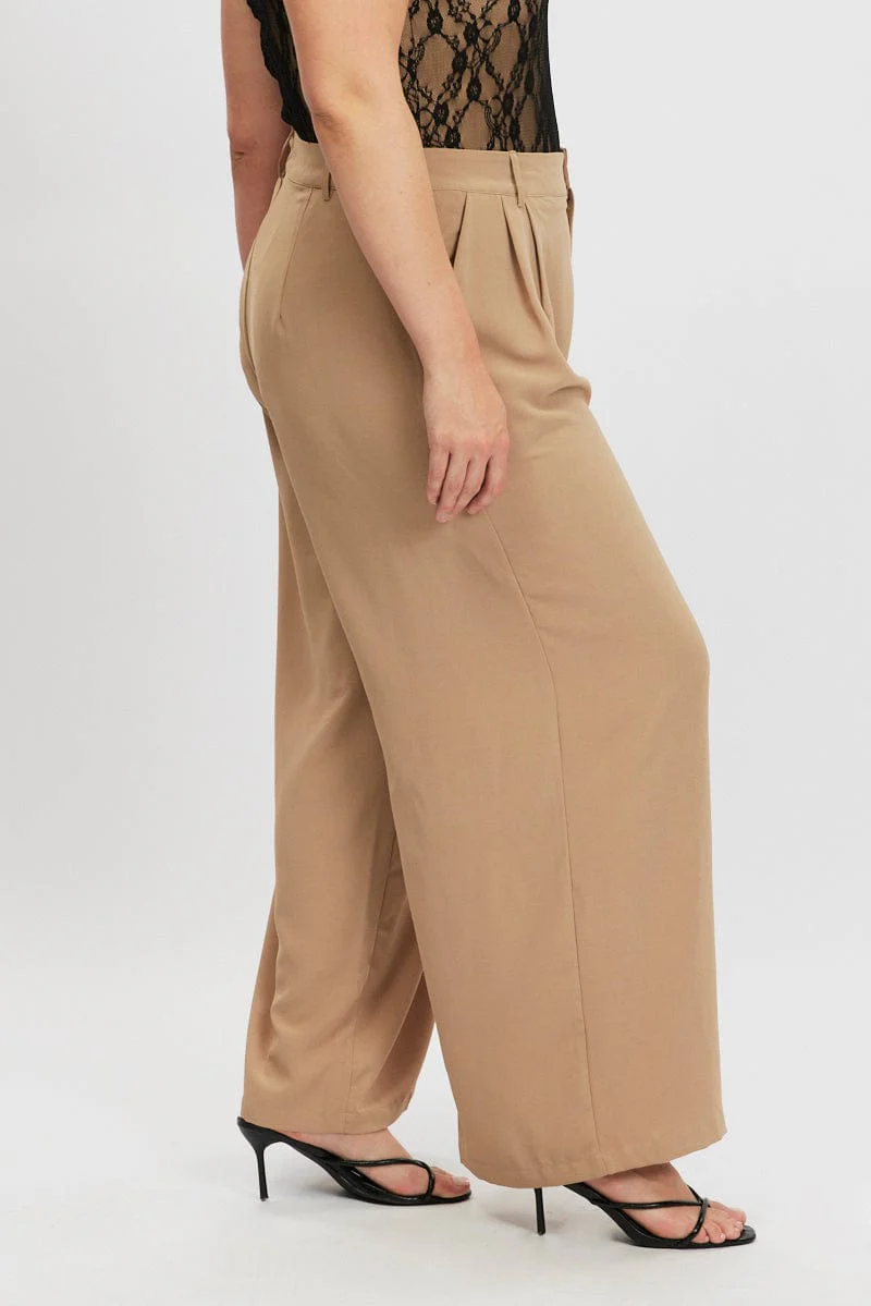 Brown Tailored Wide Leg Pants - Image 4
