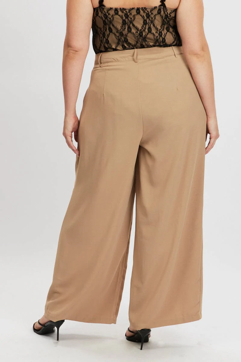 Brown Tailored Wide Leg Pants - Image 5