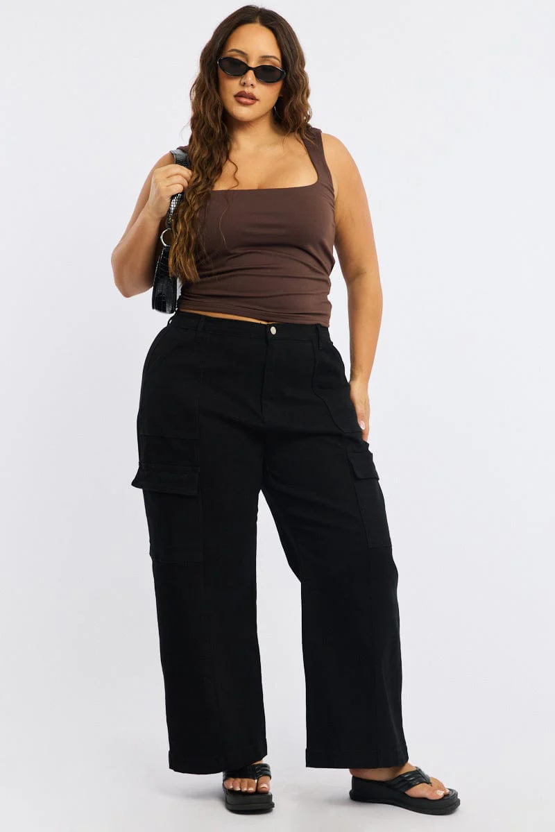 Brown Tank Top Scoop Neck - Image 3