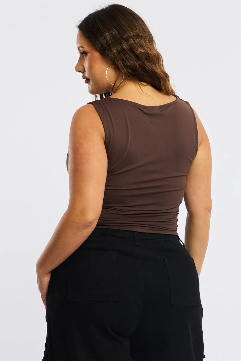 Brown Tank Top Scoop Neck - Image 5