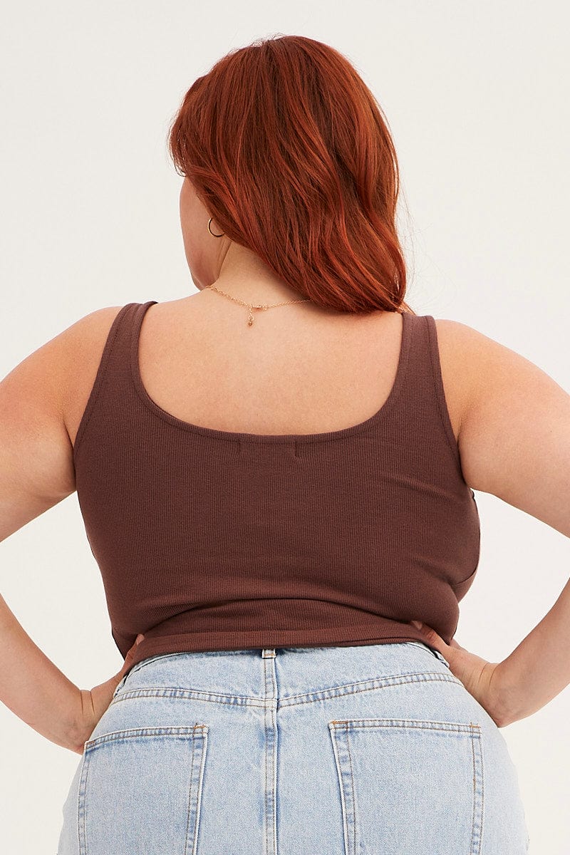 Brown Tank Top Sleeveless Round Neck - Image 5