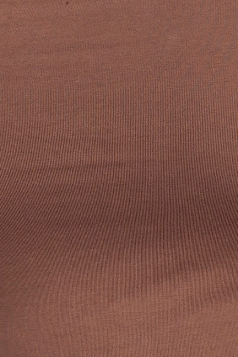 Brown Tank Top Square Neck Sleeveless Cotton - Image 6