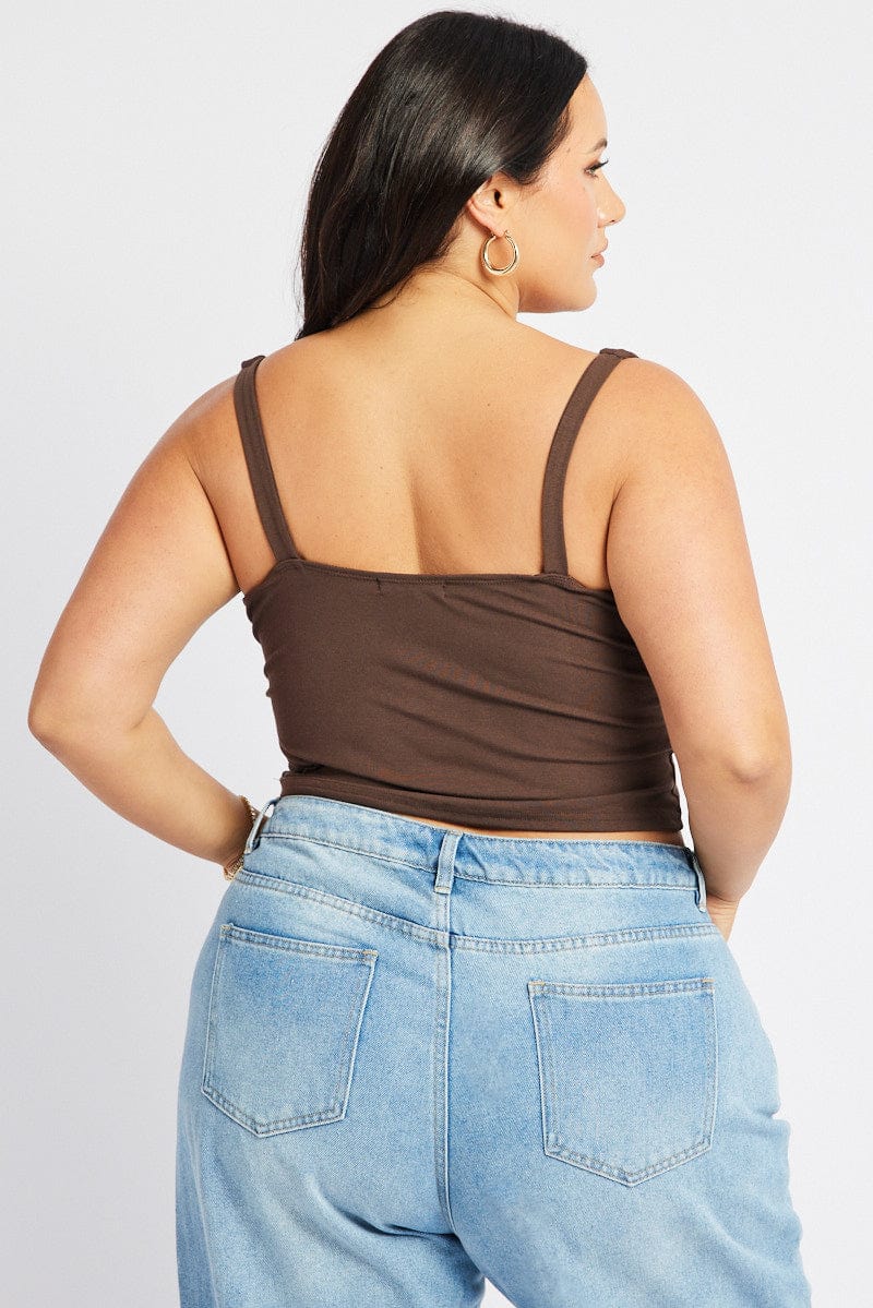 Brown Tank Top V Neck - Image 5