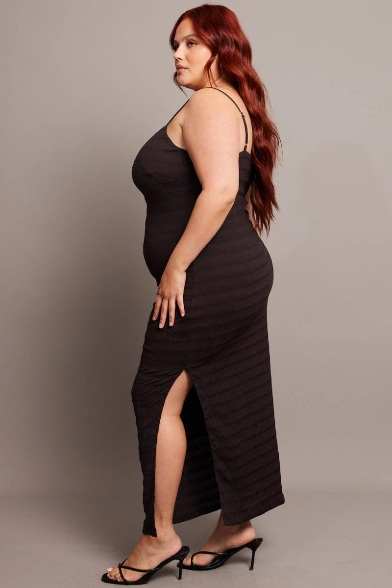 Brown Textured Maxi Dress - Image 4