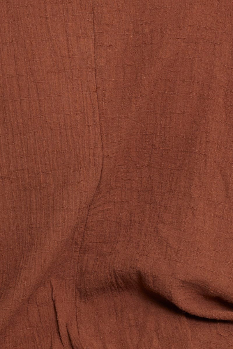 Brown Textured Shirt Off Long Sleeve - Image 6