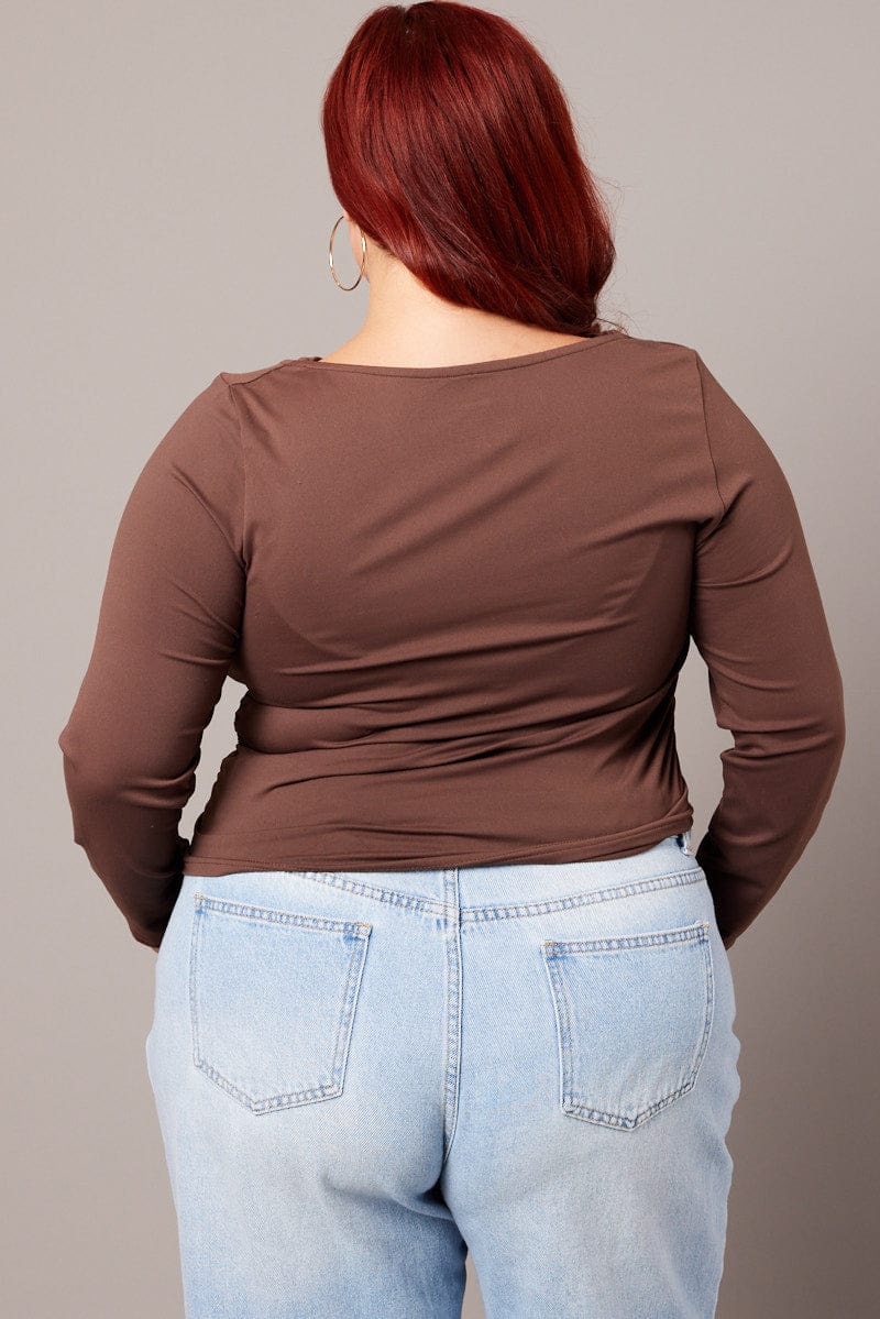 Brown Top Cowl Neck Long Sleeve Supersoft - Image 5