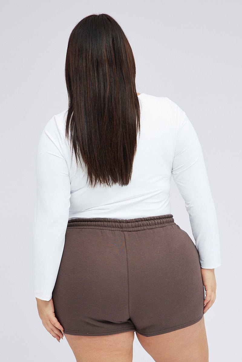 Brown Track Shorts High Rise - Image 5