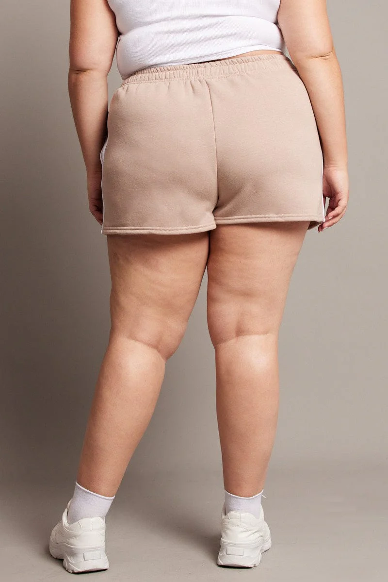 Brown Track Shorts High Rise Elastic Waist - Image 5