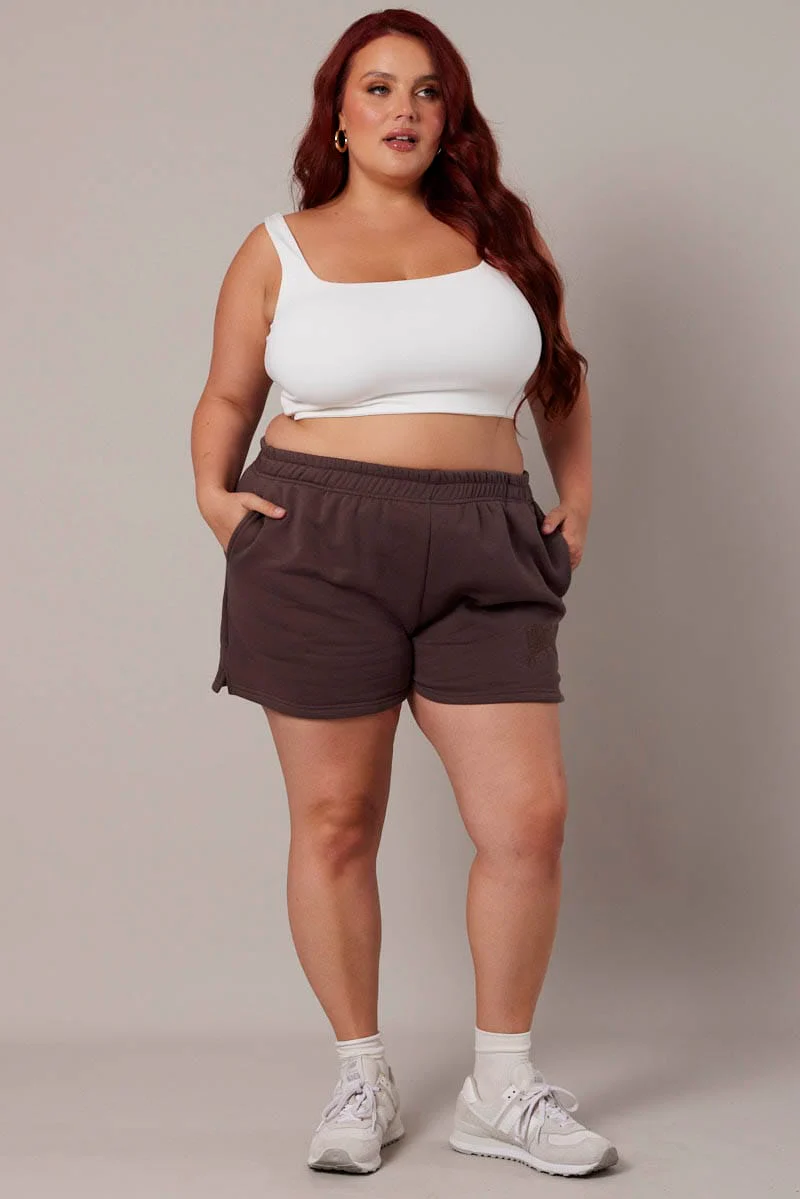 Brown Track Shorts High Waist - Image 2