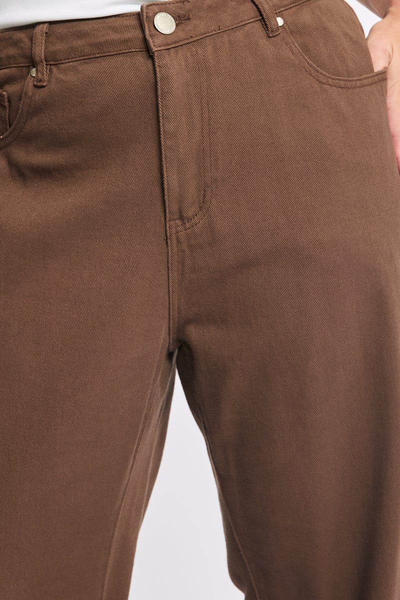 Brown Wide Leg Jeans Mid Rise - Image 6