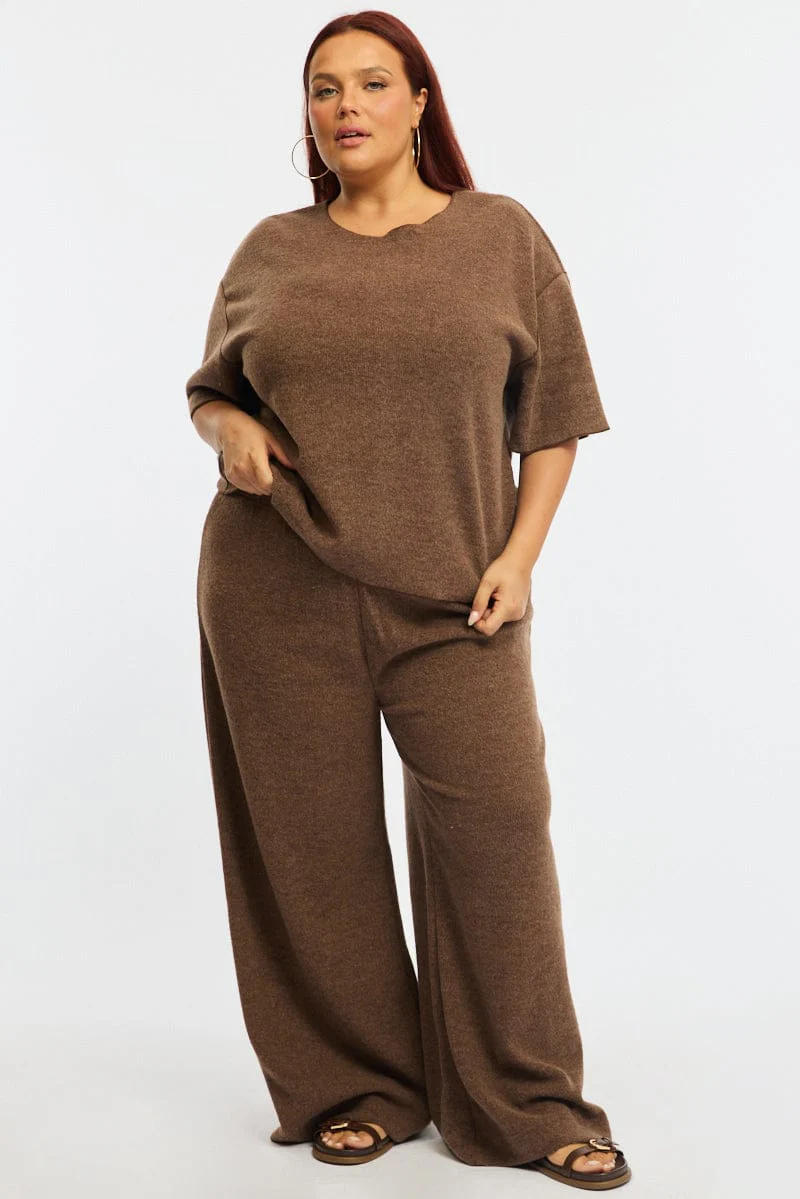 Brown Wide Leg Pants - Image 2