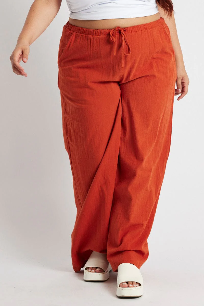 Brown Wide Leg Pants High Rise - Image 2