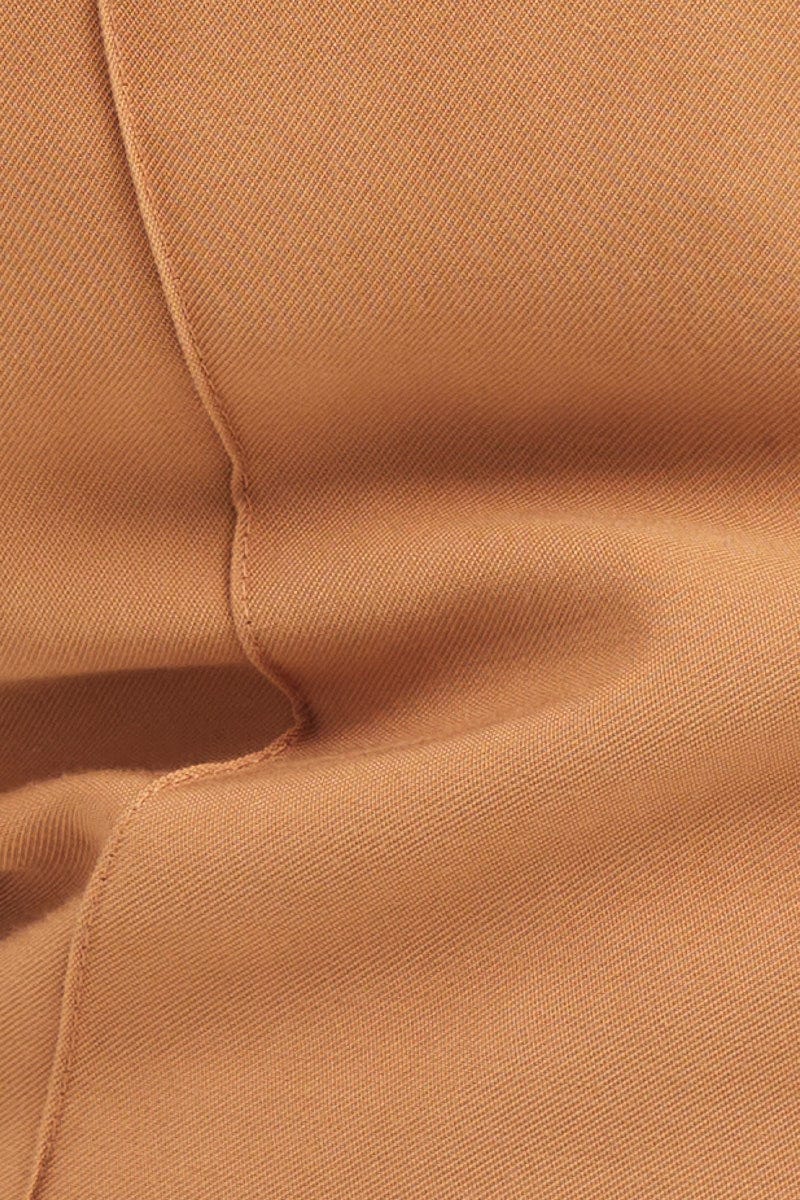 Brown Wide Leg Pants High Rise Seam Front - Image 6