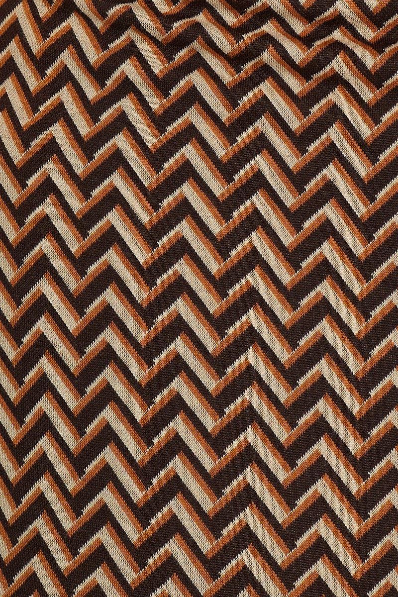 Brown Zig Zag Print Mini Skirt - Image 6