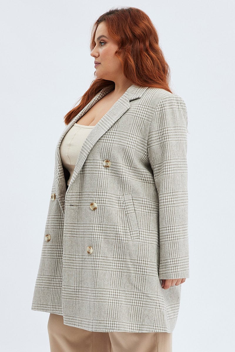Camel Check Longline Coat Lined - Image 4