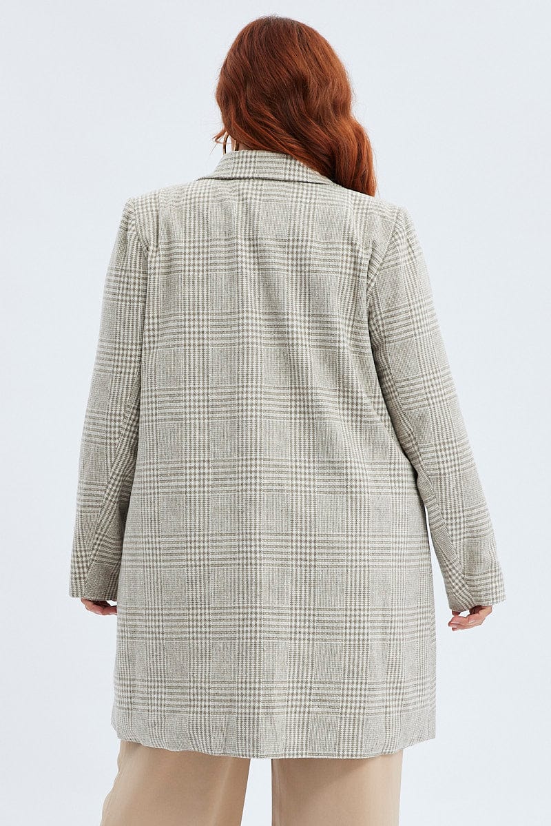 Camel Check Longline Coat Lined - Image 5