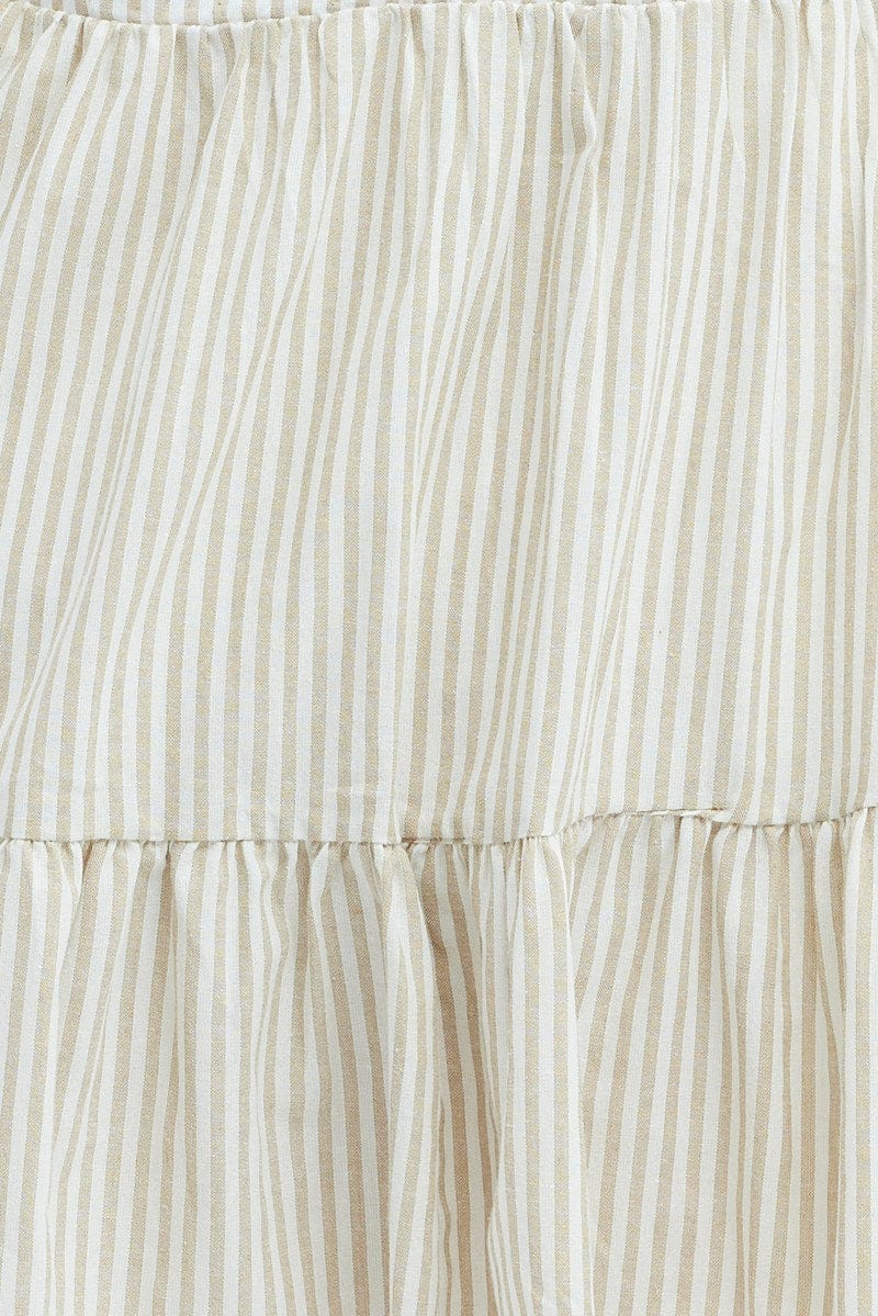 Camel Stripe Smock Dress Short Sleeve Tiered - Image 6