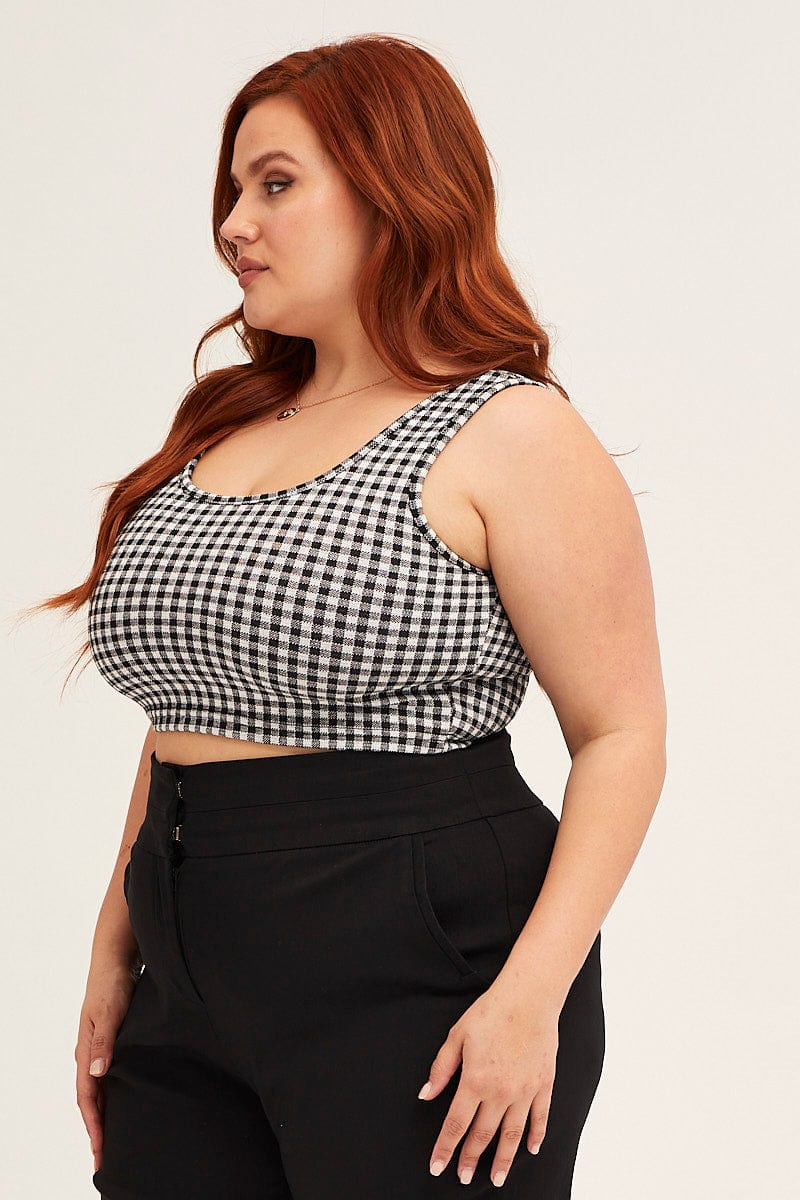 Check Check Sleeveless Scoop Neck Crop Top - Image 4