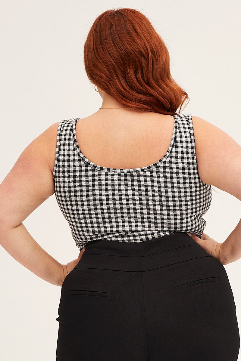 Check Check Sleeveless Scoop Neck Crop Top - Image 5