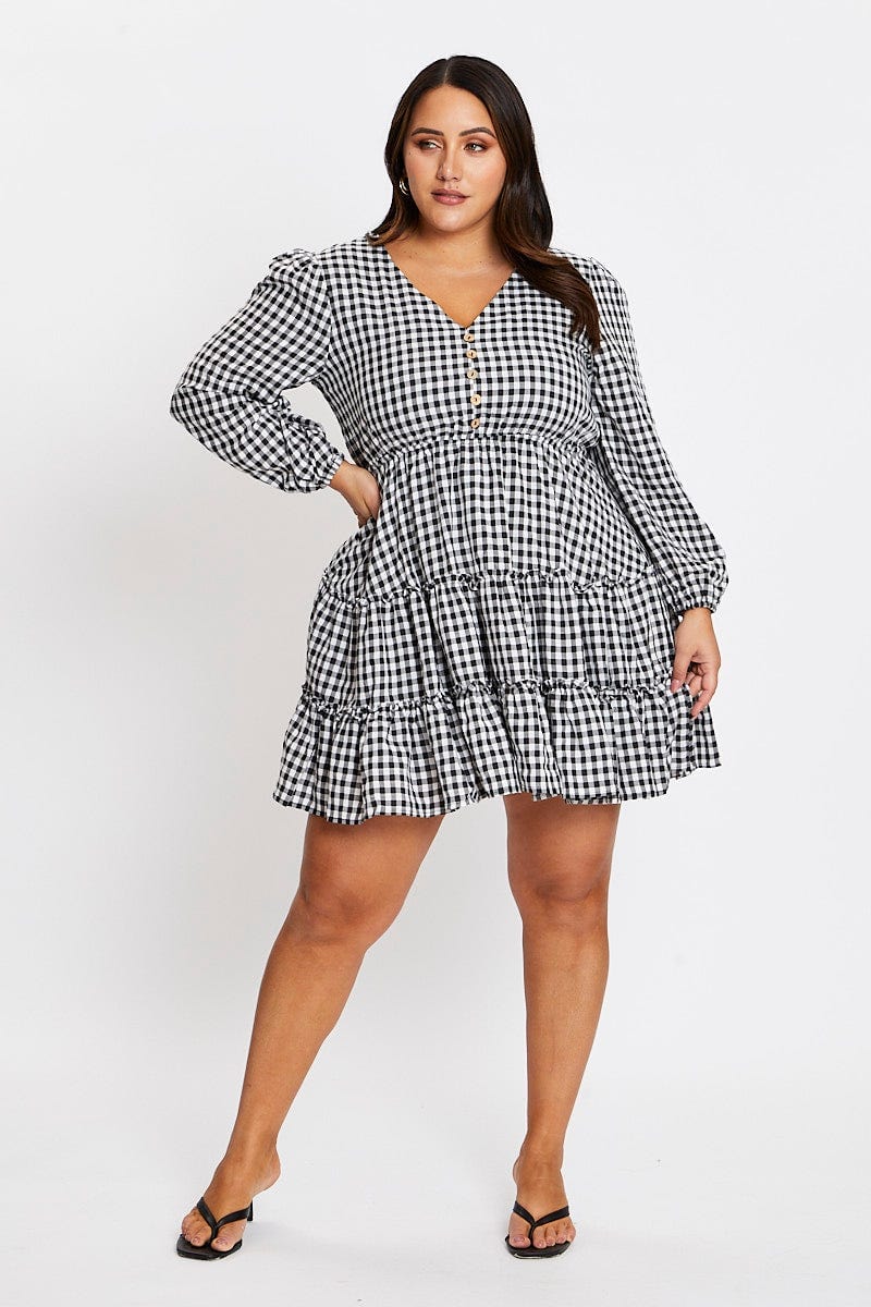 Check Gingham Tiered Dress - Image 2