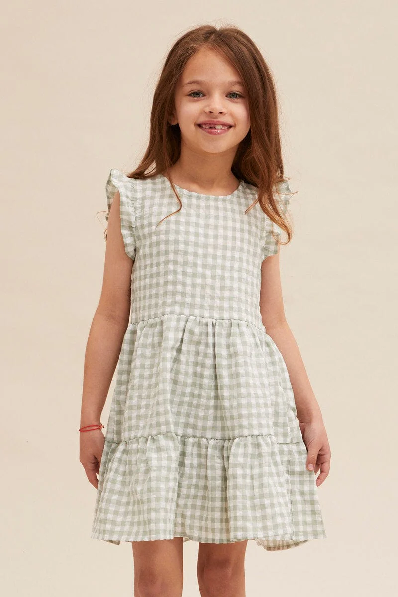 Check Kids Check Smock Tiered Dress - Image 3