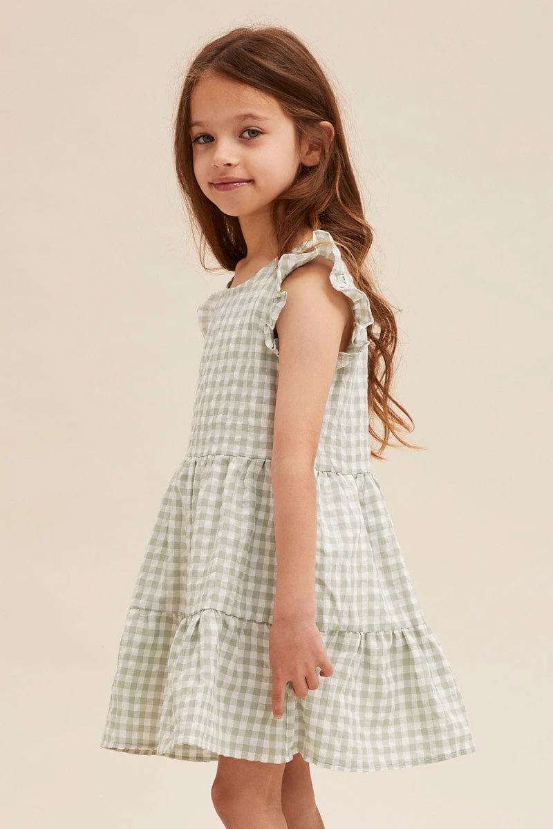 Check Kids Check Smock Tiered Dress - Image 4