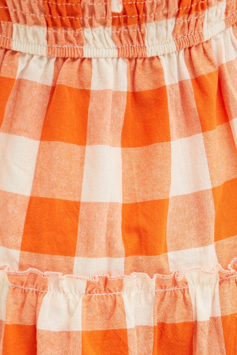 Check Kids Short Sleeve Check Shirred Midi Dress - Image 6