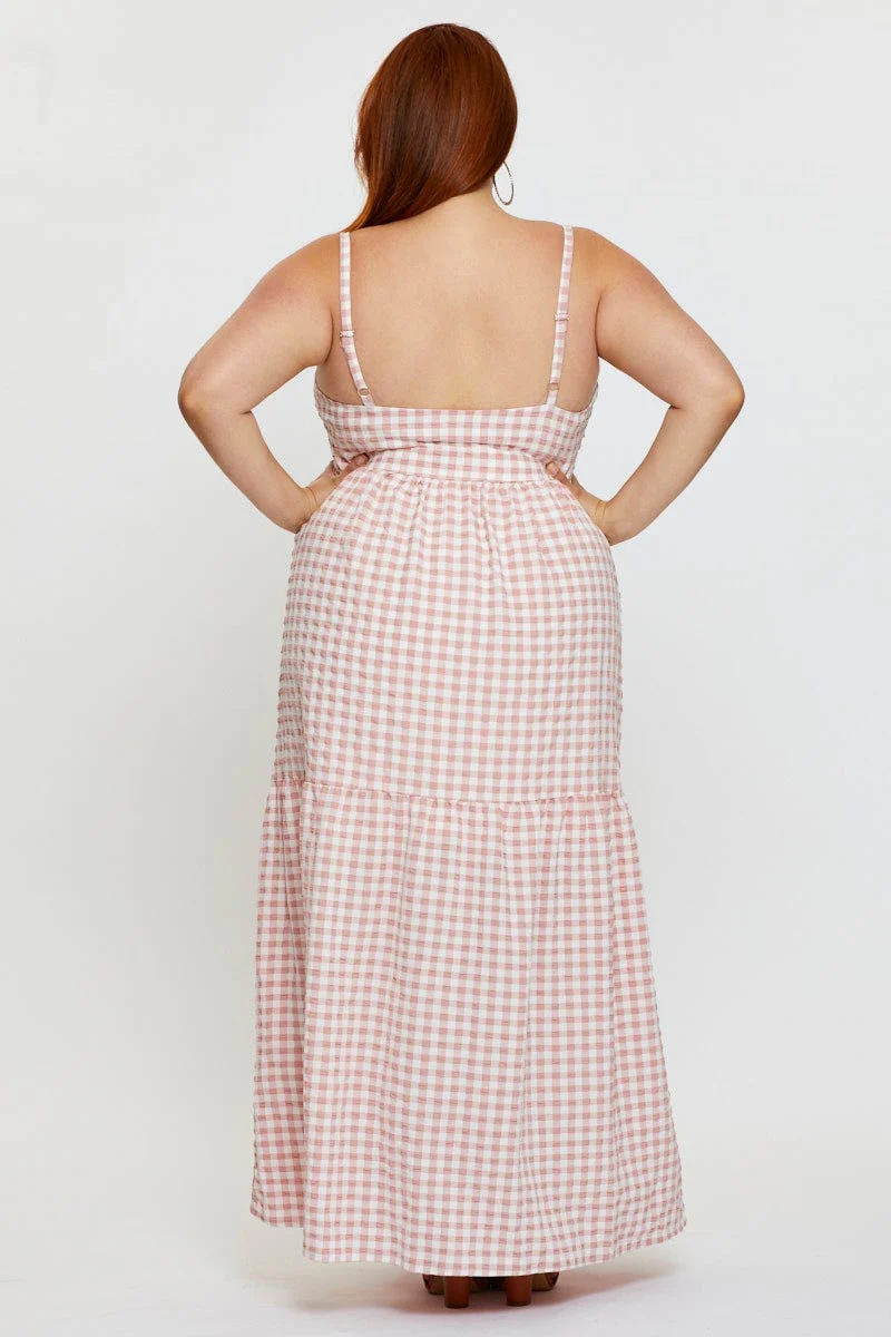 Check Maxi Dress V-neck Sleeveless - Image 5