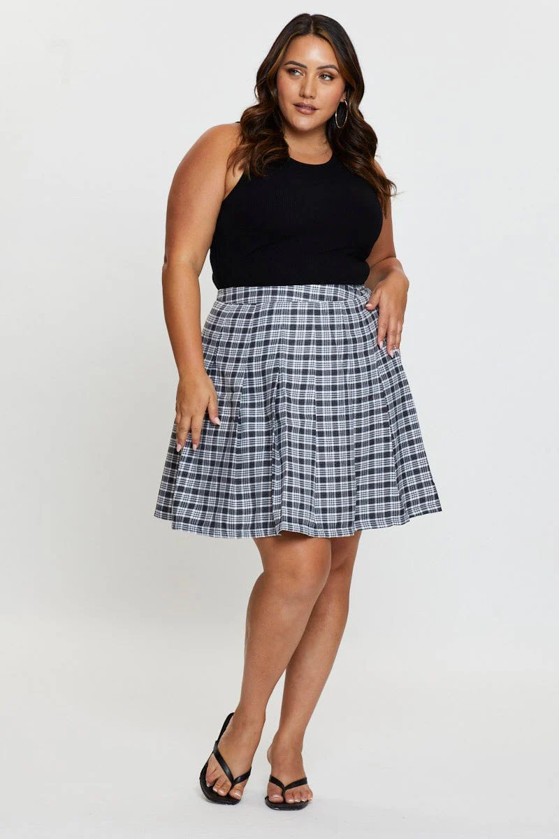 Check Mini Tennis Skirt Pleated - Image 3
