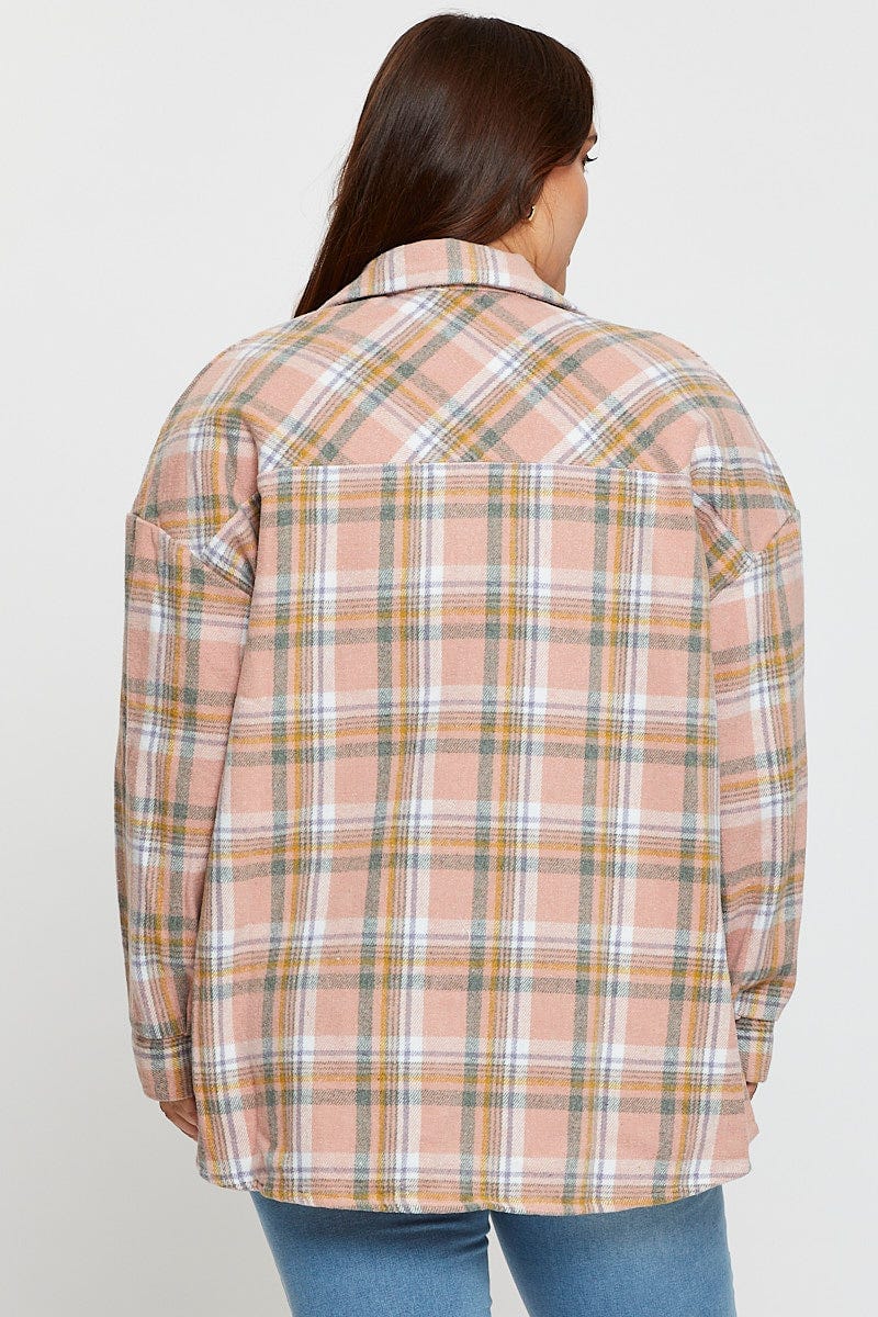 Check Shacket Long Sleeve Button Front - Image 5