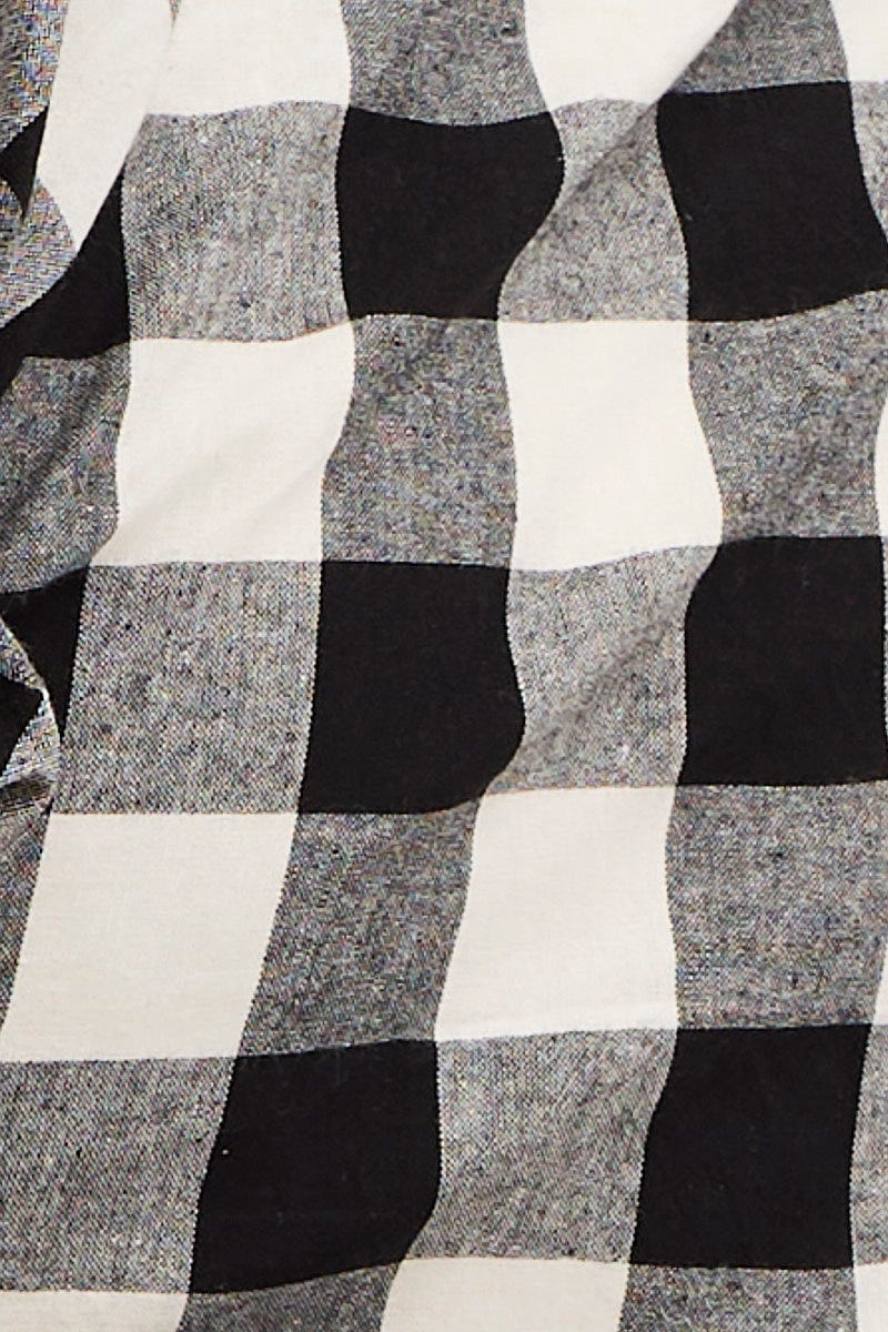 Check Short Puff Sleeve Black Gingham Wrap Bolero - Image 6