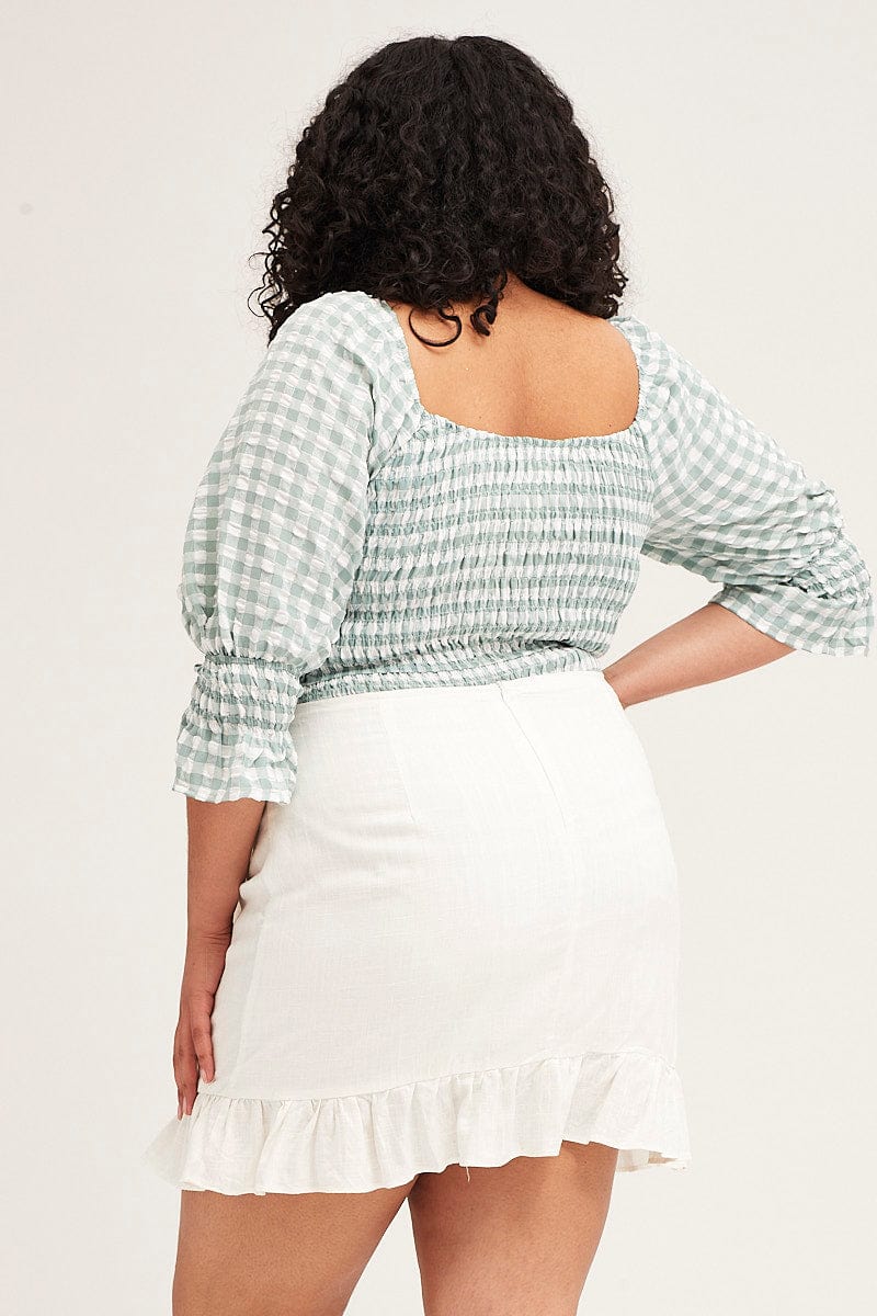 Check Short Sleeve Shirred Bodysuit - Image 5