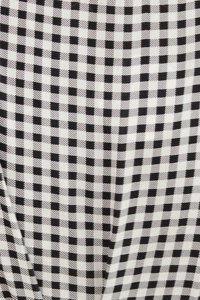 Check Skater Dress V-neck Short Sleeve - Image 6