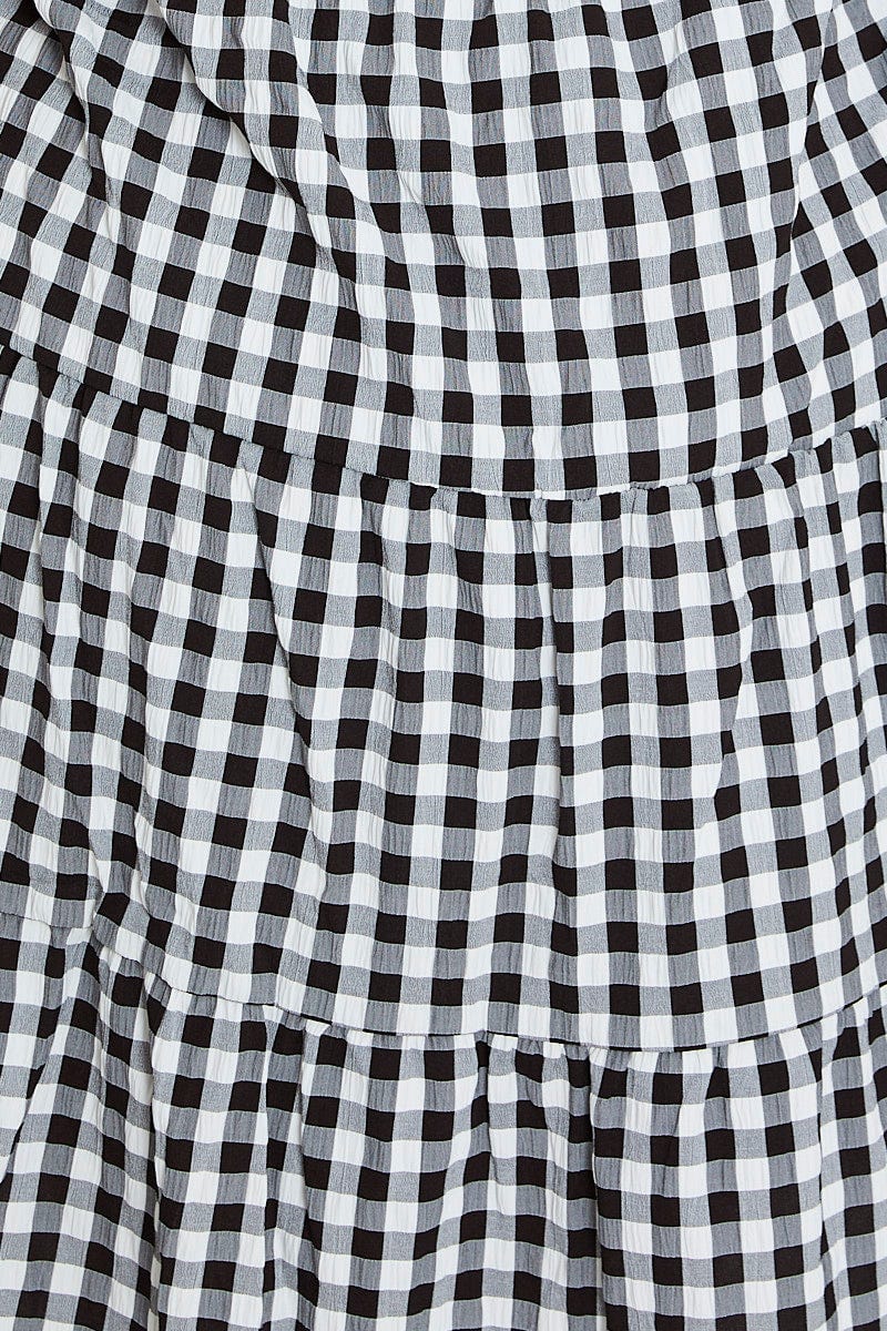 Check Skater Dress V-neck Short Sleeve - Image 6