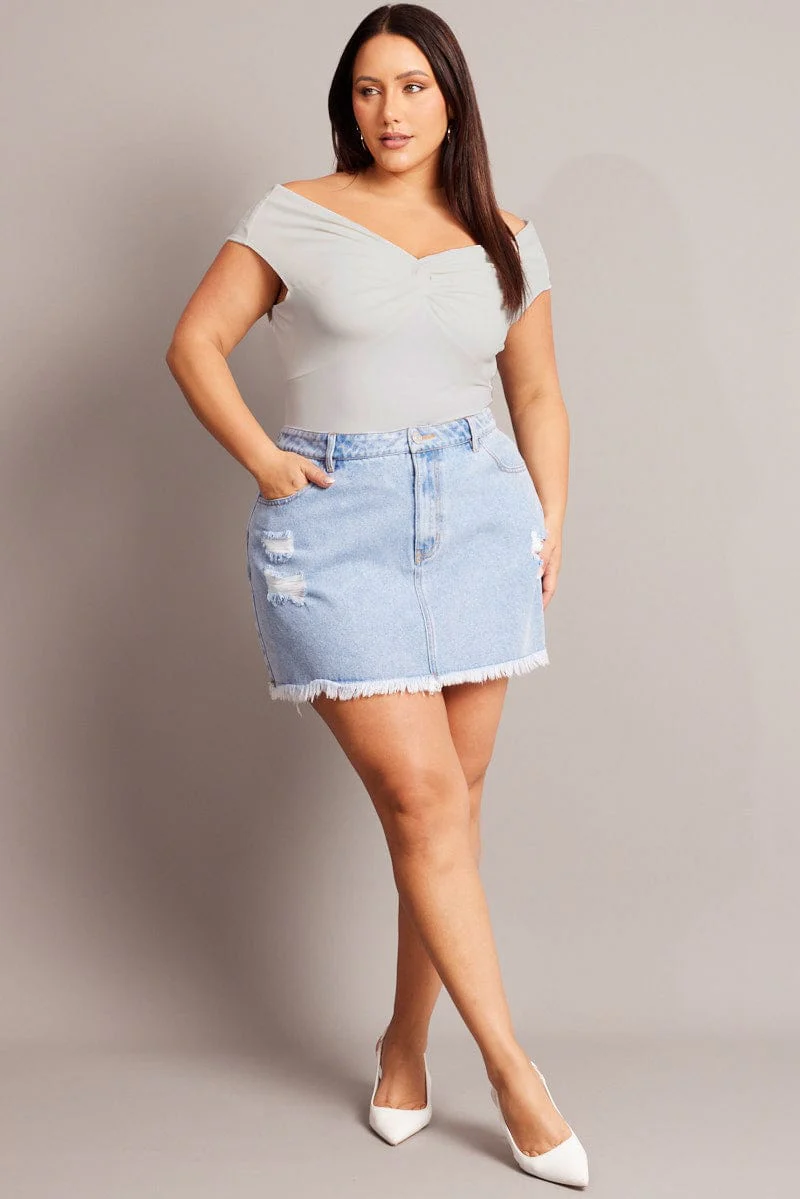 Cream Top Short Sleeve Off Shoulder Twist - Image 3