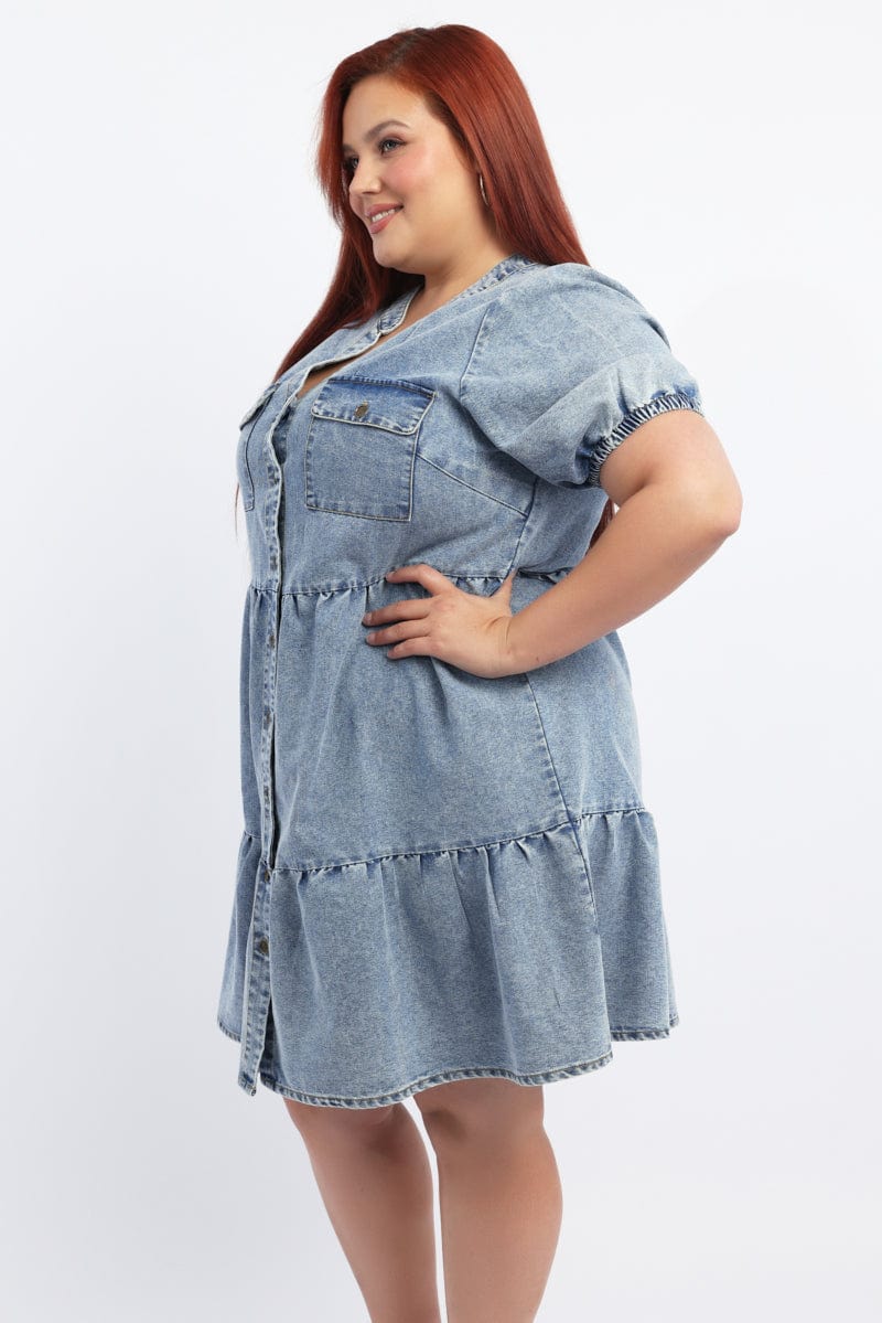 Denim Acid Denim Button Through Shirtdress - Image 3