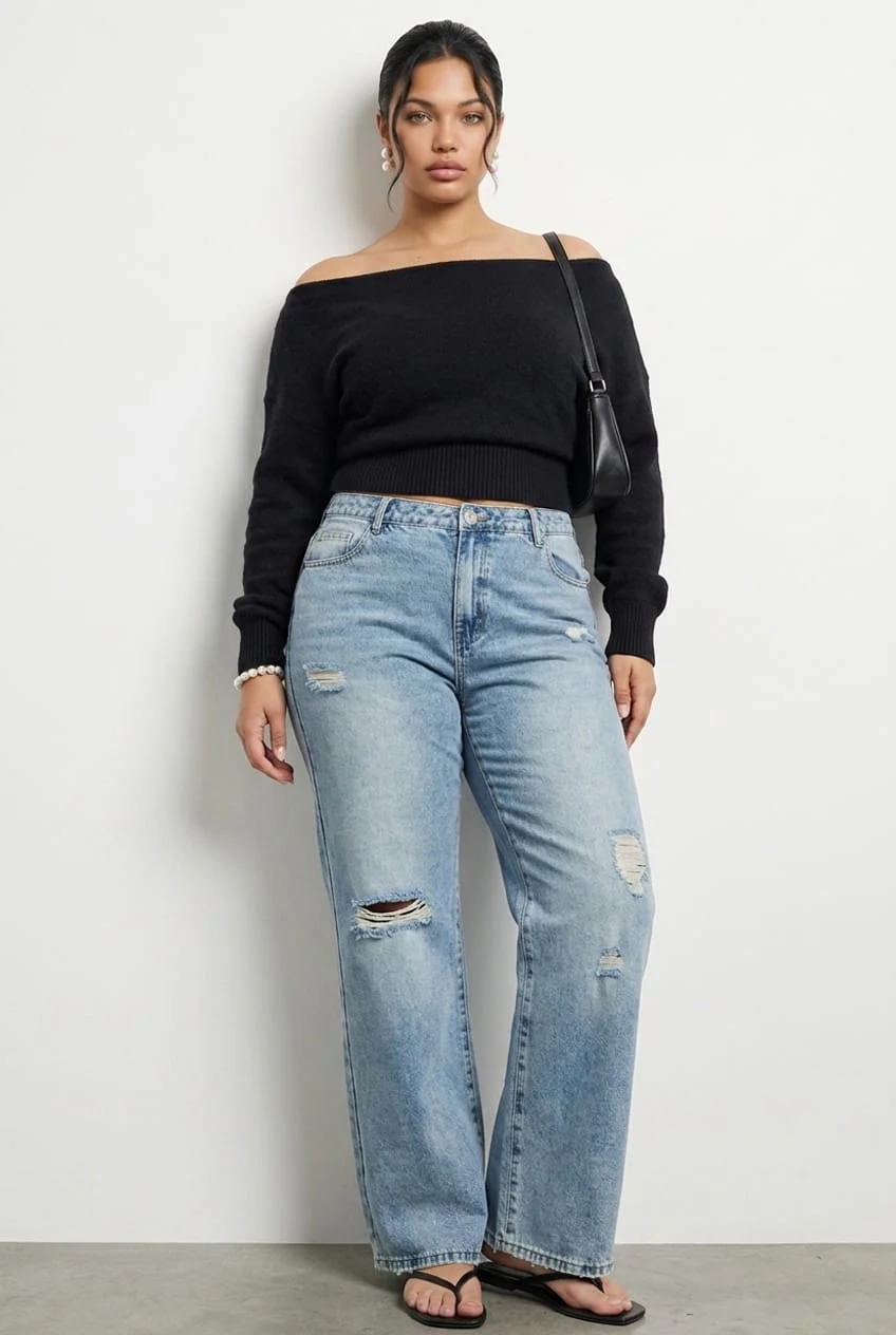 Denim Baggy Jeans Mid Rise
