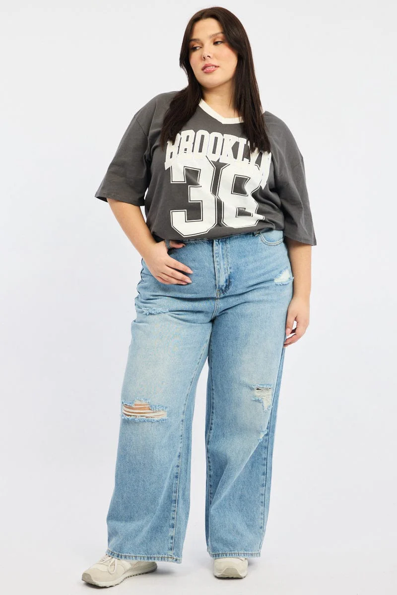 Denim Baggy Jeans Mid Rise - Image 3
