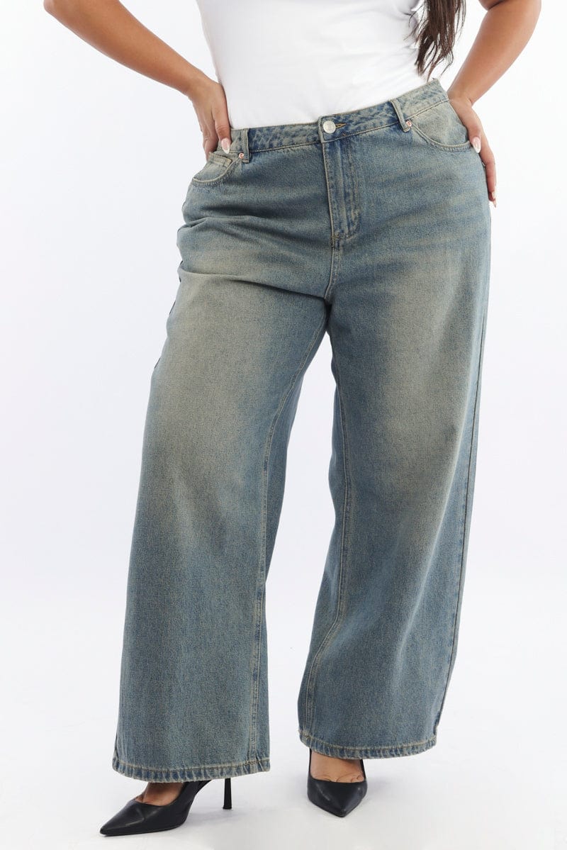 Denim Baggy Jeans Mid Rise