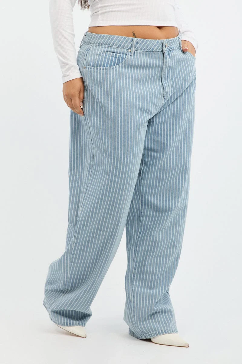 Denim Baggy Jeans Pinstripe - Image 3