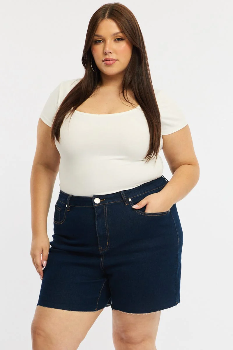 Denim Bermuda Shorts Mid Rise