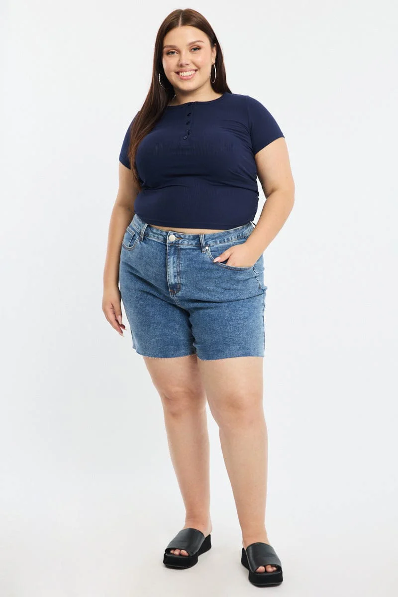 Denim Bermuda Shorts Mid Rise