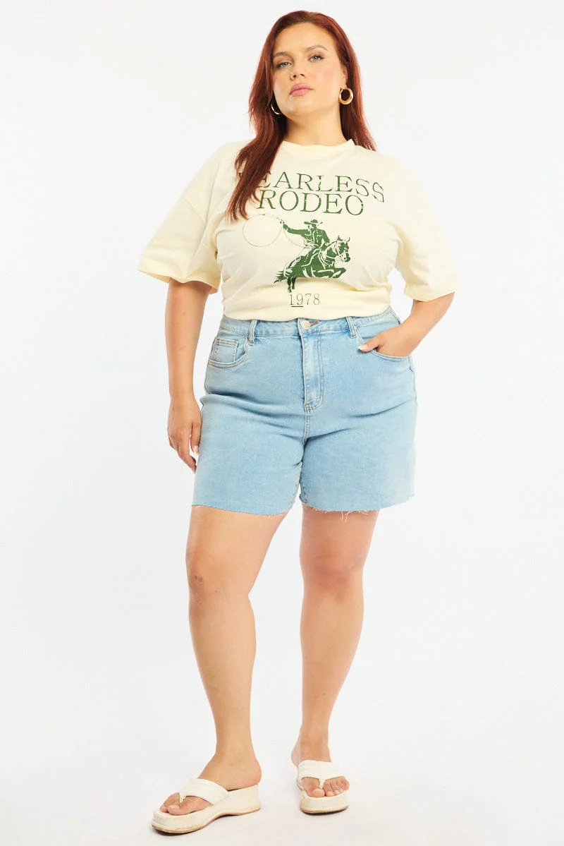 Denim Bermuda Shorts Mid Rise