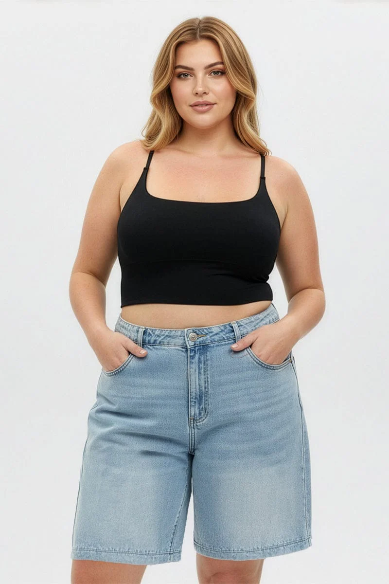 Denim Bermuda Shorts Mid Rise